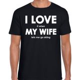 I love it when my wife lets me go skiing shirt - grappig skien hobby t-shirt zwart heren - Cadeau skier