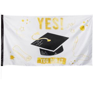 Boland Geslaagd/afgestudeerd vlag - polyester - 90 x 150 cm - diploma examenfeest versiering