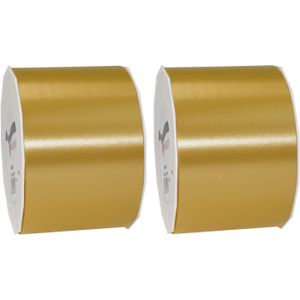 3x XL Hobby/decoratie bronzen kunststof sierlinten 9 cm/90 mm x 91 meter extra breed - Cadeaulint kunststof lint/ribbon