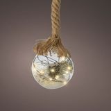 Lumineo Kerstverlichting - kerstbal - glas - aan touw - 30 LED - 14 cm
