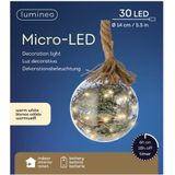 Lumineo Kerstverlichting - kerstbal - glas - aan touw - 30 LED - 14 cm