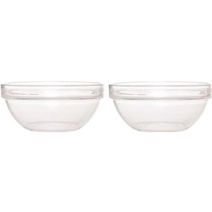 2x Salade schalen/slakommen van glas 26 cm - Schalen en kommen - Keuken accessoires