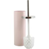 MSV Toiletborstel in houder/wc-borstel - 2x - metaal - lichtroze - 38 cm