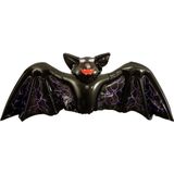 Set van 2x stuks opblaasbare horror griezel vleermuis zwart 130 cm - Grote nep vleermuizen - Halloween thema decoratie/accessoires