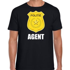 Agent politie embleem t-shirt zwart voor heren - politie - verkleedkleding / carnaval kostuum