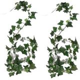 2x Groene slinger plant Hedera Helix/klimop kunstplant 180 cm voor binnen - kunstplanten/nepplanten