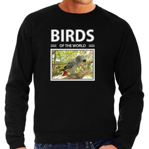 Dieren foto sweater Grijze roodstaart papegaai - zwart - heren - birds of the world - cadeau trui Papegaaien liefhebber