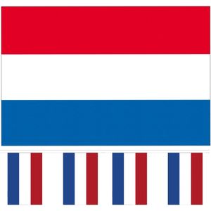 Nederlandse vlaggen versiering set binnen/buiten 2-delig - Landen decoraties voor Holland supporters
