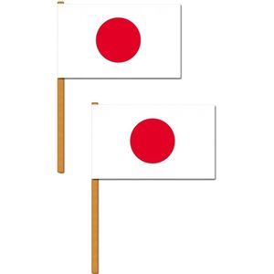 Set van 2x stuks luxe grote zwaaivlaggen Japan 30 x 45 cm - Japanse feestartikelen en versieringen