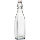 Bormioli Rocco beugelfles/weckfles - 3x - 1 liter - glas - vierkant - water/olie/azijn/sapjes - Karaffen