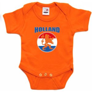 Oranje fan romper voor babys - Holland met oranje leeuw - Nederland supporter - Koningsdag / EK / WK romper / outfit