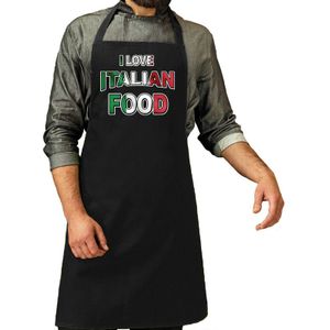 I love Italian food barbecue/keuken schort zwart voor heren