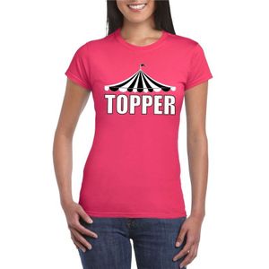 Circus shirt Topper roze met witte letters voor dames
