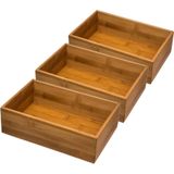 Set van 6x stuks bamboe ladekast/keukenspullen/kantoor vakjes/sorteerbakjes 23 x 15 x 7 cm