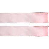 2x Hobby/decoratie roze satijnen sierlinten 1,5 cm/15 mm x 25 meter - Cadeaulint satijnlint/ribbon - Striklint linten roze