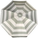 Parasol - zilver/wit - gestreept - D200 cm - UV-bescherming - incl. draagtas