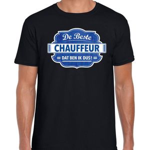 Cadeau t-shirt voor de beste chauffeur voor heren - zwart met blauw - chauffeurs - kado shirt / kleding - vaderdag / collega