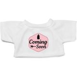 Coming Soon Roze Pluche Teddybeer Knuffel 24 cm Wit T-shirt - Zwangerschap Aankondiging Dochter
