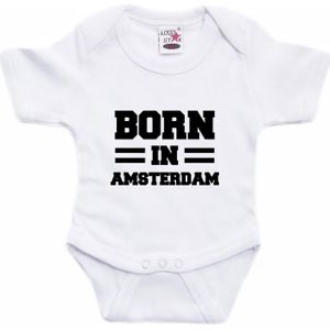 Born in Amsterdam tekst baby rompertje wit jongens en meisjes - Kraamcadeau - Amsterdam geboren cadeau