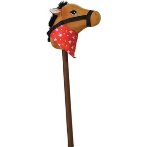 Bruin stokpaardje met geluid 68 cm voor kinderen - Stokpaarden met rode zakdoek - Paarden/pony liefhebbers - Actief buitenspeelgoed voor jongens/meisjes/kinderen