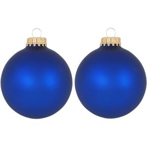 16x Royal velvet blauwe glazen kerstballen mat 7 cm kerstboomversiering - Kerstversiering/kerstdecoratie blauw