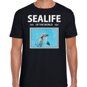 Dieren foto t-shirt Dolfijn - zwart - heren - sealife of the world - cadeau shirt Dolfijnen liefhebber