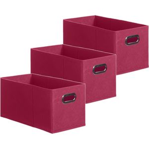 Set van 3x stuks opbergmand/kastmand 7 liter framboos roze linnen 31 x 15 x 15 cm - Opbergboxen - Vakkenkast manden