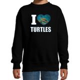 I love turtles sweater met dieren foto van een schildpad zwart voor kinderen - cadeau trui schildpadden liefhebber - kinderkleding / kleding