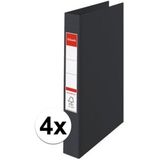 4x Ringband mappen/ordners 2 gaats A4 zwart - Documenten/papieren opbergen/bewaren - Kantoorartikelen