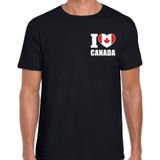 I love Canada t-shirt zwart op borst voor heren - Canada landen shirt - supporter kleding