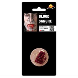 6x stuks horror kunstbloed capsules voor in de mond - Nepbloed - Halloween verkleedaccessoires