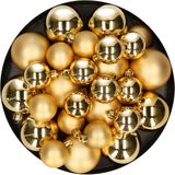 Kerstversiering kunststof kerstballen goud 6-8-10 cm pakket van 22x stuks - Kerstboomversiering