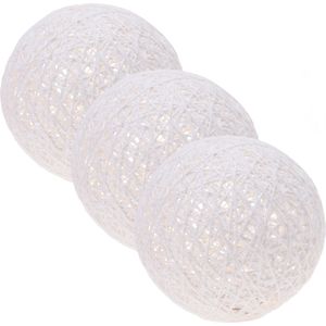 Set van 3x stuks verlichte decoratie bollen wit glitter 20 cm met 20 warm witte lampjes - Verlichte figuren/kerstverlichting