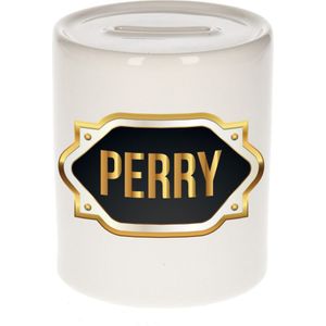 Perry naam cadeau spaarpot met gouden embleem - kado verjaardag/ vaderdag/ pensioen/ geslaagd/ bedankt