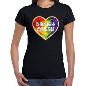 Bellatio Decorations Gay Pride t-shirt met tekst - dames - zwart - drama queen - LHBTI/LHBTIQ