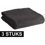 3x Fleece dekens/plaids zwart 120 x 150 cm  - Woondekens