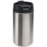 10x Thermosbekers/warmhoudbekers metallic zilver 290 ml - Thermo koffie/thee isoleerbekers dubbelwandig met schroefdop