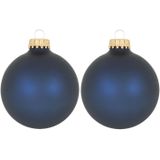 16x Midnight haze donkerblauwe glazen kerstballen mat 7 cm kerstboomversiering - Kerstversiering/kerstdecoratie blauw