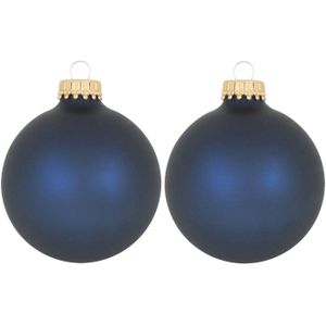 16x Midnight haze donkerblauwe glazen kerstballen mat 7 cm kerstboomversiering - Kerstversiering/kerstdecoratie blauw