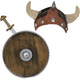 Funny Fashion Viking verkleed accessoire set met helm zwaard en schild - Carnaval feestsetjes