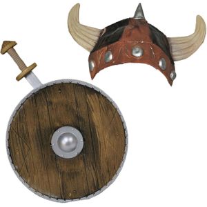 Funny Fashion Viking verkleed accessoire set met helm zwaard en schild - Carnaval feestsetjes