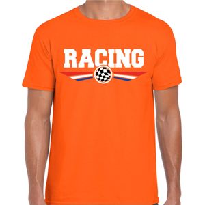 Max racing coureur supporter t-shirt met Nederlandse vlag oranje voor heren -  race thema / race supporter