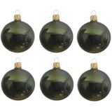 24 Stuks mix glazen Kerstballen pakket donkergroen 6 cm - kerstballen pakket