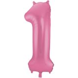 Folat folie ballonnen - Verjaardag leeftijd cijfer 13 - glimmend roze - 86 cm - en 2x feestslingers