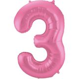 Folat folie ballonnen - Verjaardag leeftijd cijfer 13 - glimmend roze - 86 cm - en 2x feestslingers