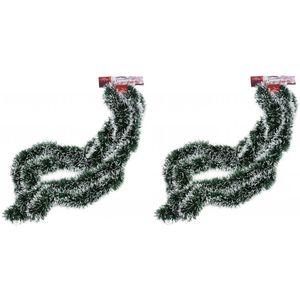 2x stuks besneeuwde folie slingers/kerstslingers 270 cm - Kerstversiering slingers