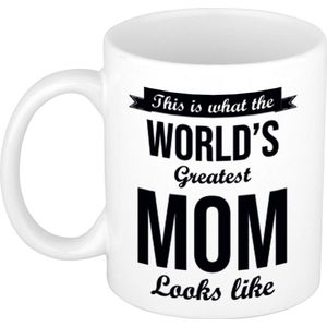 This is what the worlds greatest mom looks like cadeau koffiemok / theebeker 300 ml - Moederdag - verjaardag / bedankje / cadeau - tekst mokken
