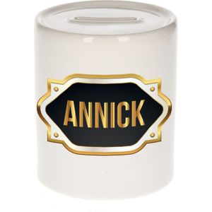 Annick naam cadeau spaarpot met gouden embleem - kado verjaardag/ vaderdag/ pensioen/ geslaagd/ bedankt