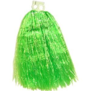 1x Stuks cheerball/pompom groen met ringgreep 33 cm - Cheerleader verkleed accessoires