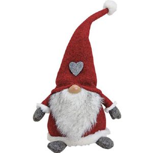 Pluche gnome/dwerg decoratie pop/knuffel wit/rood/grijs 16 x 20 x 40 cm - Kerstgnomes/kerstdwergen/kerstkabouters
